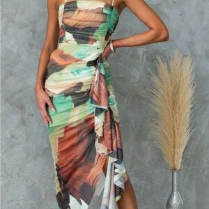 Multicolor Abstract Print Women's Dress-Never worn, couldn’t return.